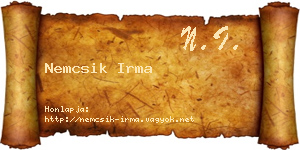 Nemcsik Irma névjegykártya